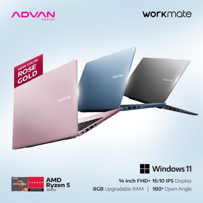 ADVAN WORKMATE AMD RYZEN 5-3500U RAM 8GB DDR4 SSD 256GB 14"FHD WIN 11 RESMI "GREY"BLUE"